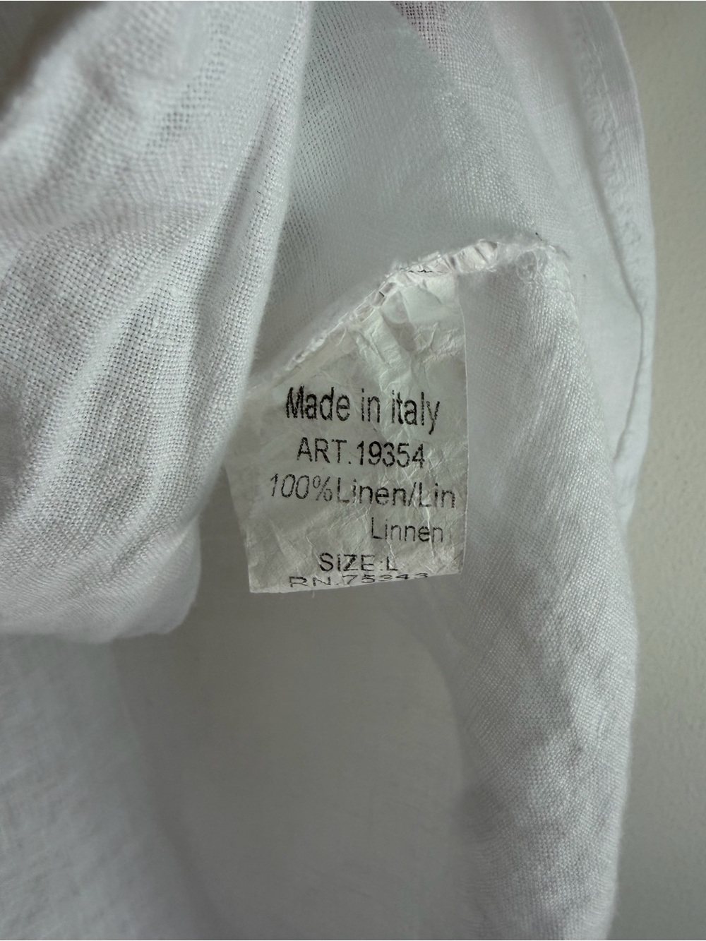 Lungo L'Arno 100% Linen White Pintuck Roll Sleeve Button Down Shirt Size L - Picture 8 of 8